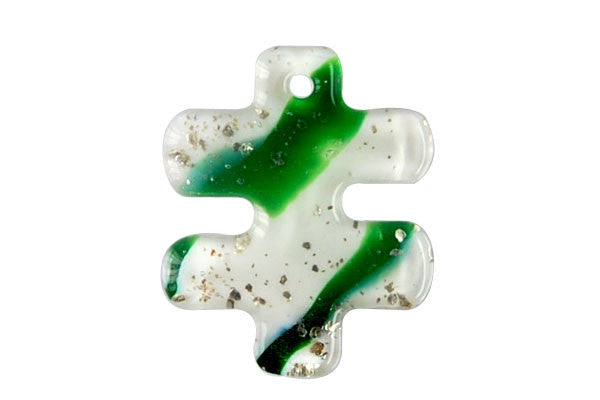 Lampwork Art Glass Puzzle Piece Pendants - 6 Styles