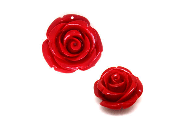 Synthetic Coral (Red) Rose - 30mm - Pack of 2 - unbranded Synthetic Coral pendant for jewelry making