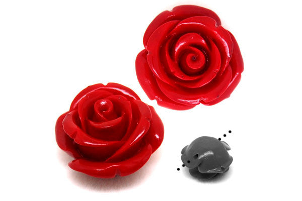 Synthetic Coral (Red) Rose Vertical Drilled - 36mm - Piece - unbranded Synthetic Coral pendant for jewelry making