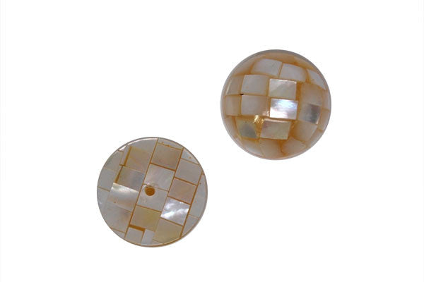 Shell Beads - 3 Styles Beads - White - Shell Mosaic Half Drilled - 16mm - pair - unbranded beads for jewelry making