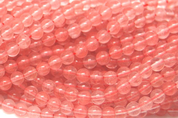 Cherry Quartz Beads - Round - 3mm - 16-inch - unbranded beads for jewelry making