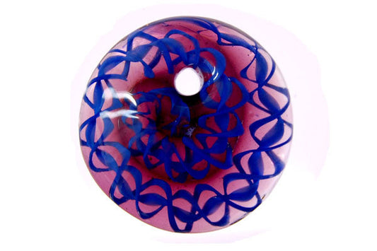 Lampwork Foil Glass Round & Coin Beads - Coin - XDB43 Purple w Blue - 43x43mm Piece - unbranded beads for jewelry making