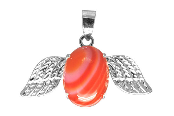 Agate (Red) with Wings - 22x40mm - Piece - unbranded Agate pendant for jewelry making
