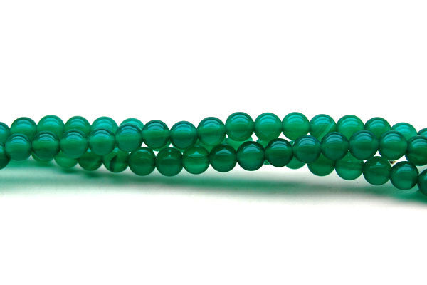 Agate Beads - Green) Round - 3mm - 16-inch - unbranded beads for jewelry making