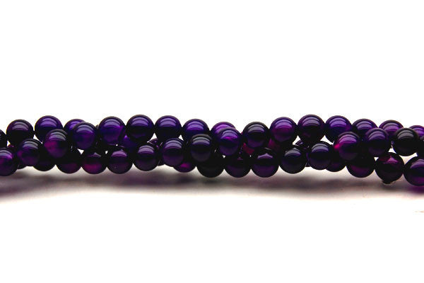 Agate Beads - Purple) Round - 4mm - 16-inch - unbranded beads for jewelry making