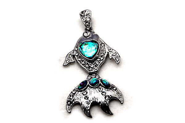 Abalone Gold Fish with Rhinestone - 23x54mm - Piece - unbranded Abalone Shell pendant for jewelry making