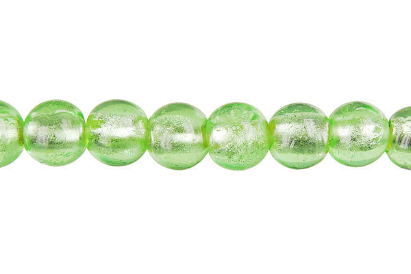 Lampwork Foil Glass Round & Coin Beads - Round - Light Mint - 15" 10 Strands - unbranded beads for jewelry making