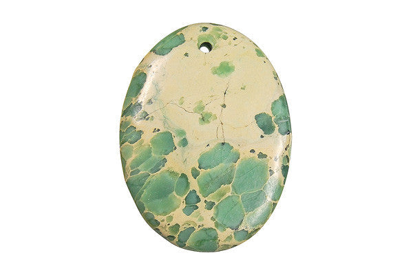Aqua Terra Jasper Flat Oval (Turquoise) - 30x40mm - Piece - unbranded Aqua Terra Jasper pendant for jewelry making