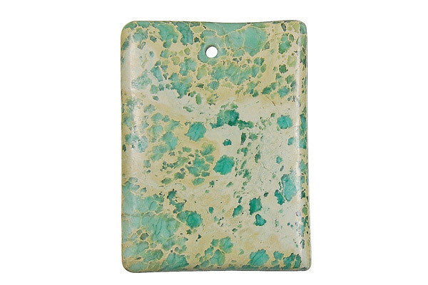 Aqua Terra Jasper Flat Rectangle (Turquoise) - 30x40mm - Piece - unbranded Aqua Terra Jasper pendant for jewelry making