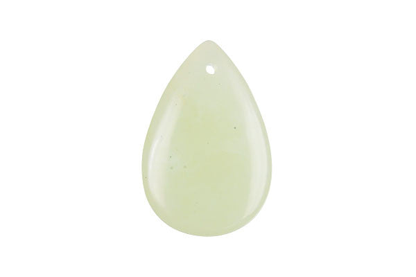 New Jade Flat Briolette - 25x38mm - Piece - unbranded New Jade pendant for jewelry making
