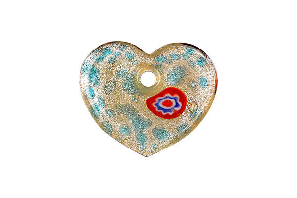 Lampwork Art Glass Flat Heart Pendants - 19 Styles