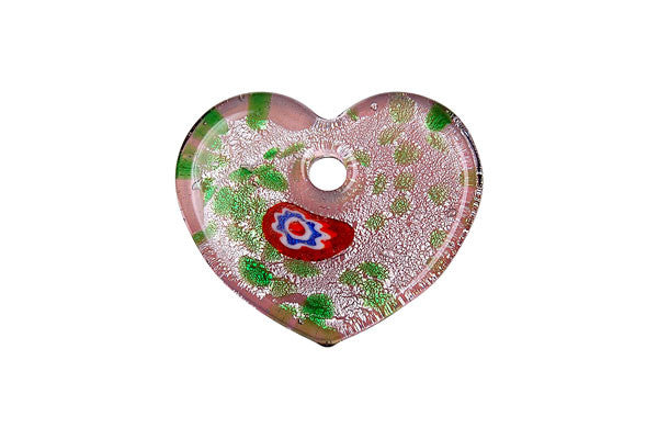Lampwork Art Glass Flat Heart Pendants - 19 Styles