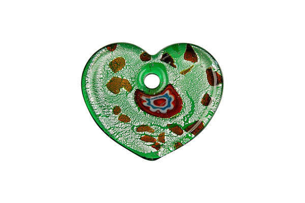 Lampwork Art Glass Flat Heart Pendants - 19 Styles