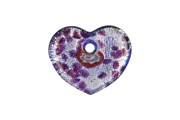 Lampwork Art Glass Flat Heart Pendants - 19 Styles