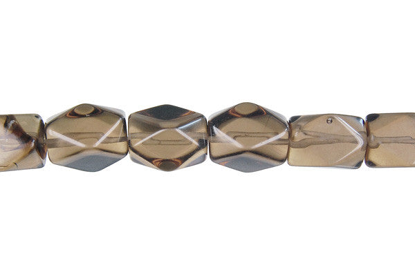 Smoky Quartz Glass Beads - Faceted Nugget Light - 10x14mm - 16-inch - unbranded beads for jewelry making