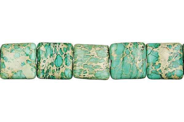 Aqua Terra Jasper Beads - Turquoise) Flat Square - 10x10mm - 16-inch - unbranded beads for jewelry making