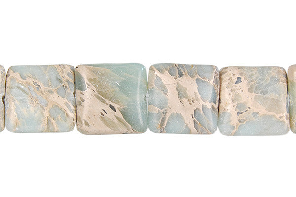 Aqua Terra Jasper Beads - Flat Square - 12x12mm - 16-inch - unbranded beads for jewelry making