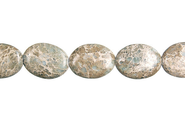 Aqua Terra Jasper Beads - Flat Oval (B) - 15x20mm - 16-inch - unbranded beads for jewelry making