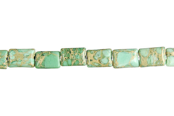 Aqua Terra Jasper Beads - Turquoise) Flat Rectangle - 8x12mm - 16-inch - unbranded beads for jewelry making