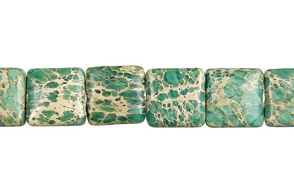 Aqua Terra Jasper Beads - Turquoise) Flat Square - 16x16mm - 16-inch - unbranded beads for jewelry making