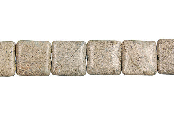 Aqua Terra Jasper Beads - Flat Square (B) - 16x16mm - 16-inch - unbranded beads for jewelry making