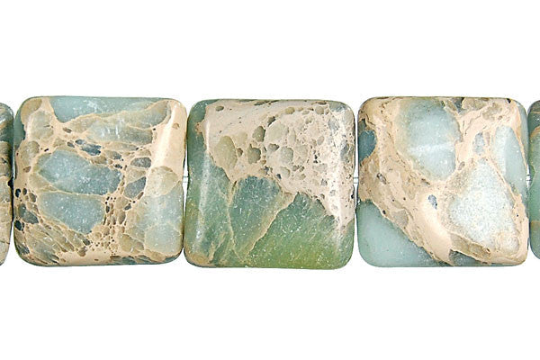Aqua Terra Jasper Beads - Flat Square - 16x16mm - 16-inch - unbranded beads for jewelry making