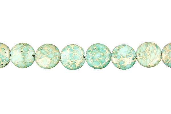 Aqua Terra Jasper Beads - Turquoise) Coin (B) - 10x10mm - 16-inch - unbranded beads for jewelry making