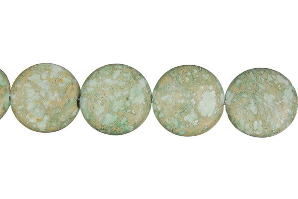 Aqua Terra Jasper Beads - Turquoise) Coin (B) - 12x12mm - 16-inch - unbranded beads for jewelry making