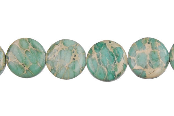 Aqua Terra Jasper Beads - Turquoise) Coin - 12x12mm - 16-inch - unbranded beads for jewelry making