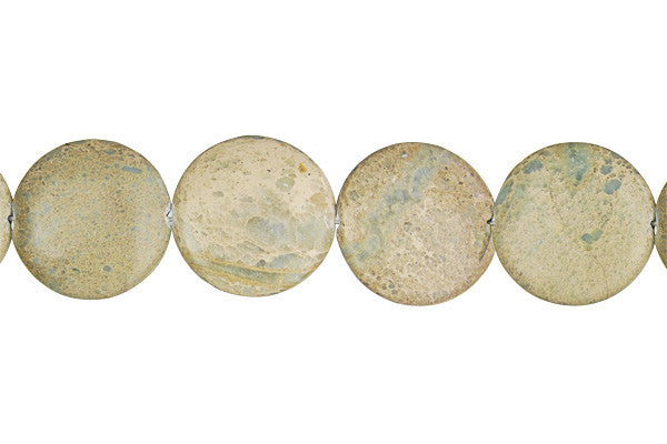 Aqua Terra Jasper Beads - Coin (B) - 12x12mm - 16-inch - unbranded beads for jewelry making