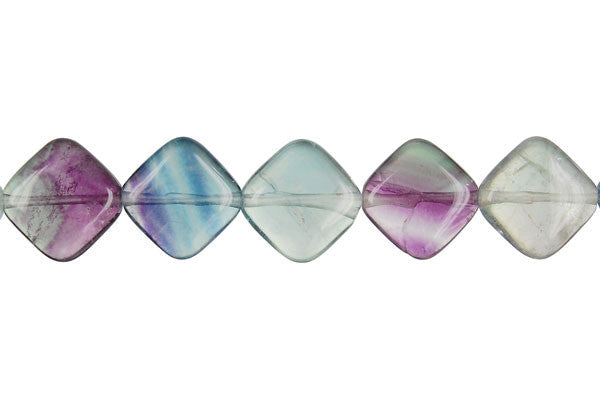 Fluorite Beads - AA) Diamond Square - 10x10mm - 16-inch - unbranded beads for jewelry making