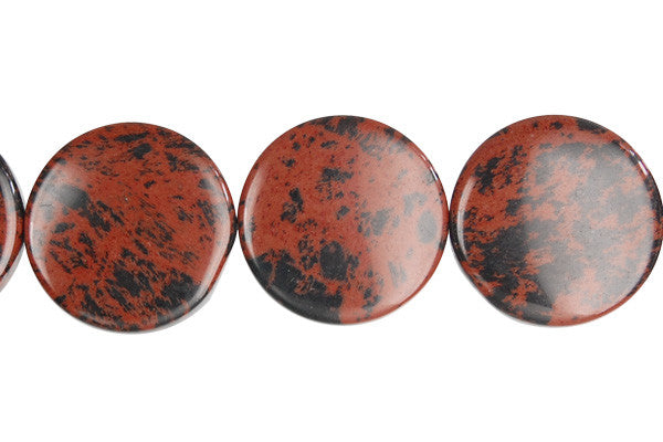 Mahogany Obsidian Beads - Coin - 16x16mm - 16-inch - unbranded beads for jewelry making