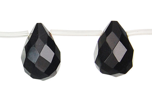 Black Onyx Beads - AAA) Faceted Briolette - 5x7mm - 16-inch - unbranded beads for jewelry making