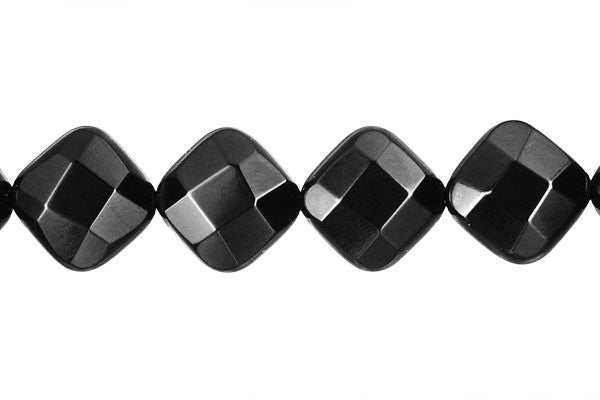 Black Onyx Beads - AAA) Faceted Diamond Square - 14x14mm - 16-inch - unbranded beads for jewelry making