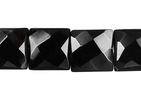 Black Onyx Beads - Faceted Square - 14x14mm - 16-inch - unbranded beads for jewelry making