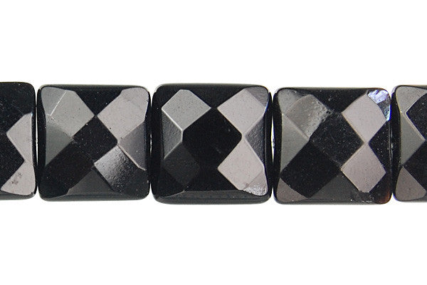 Black Onyx Beads - AAA) Faceted Square - 14x14mm - 16-inch - unbranded beads for jewelry making