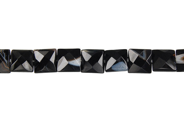 Black Sardonyx Beads - Black - Faceted Square - 10x10mm - 16-inch - unbranded beads for jewelry making