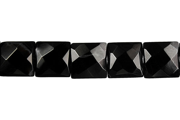 Black Onyx Beads - Faceted Square - 10x10mm - 16-inch - unbranded beads for jewelry making