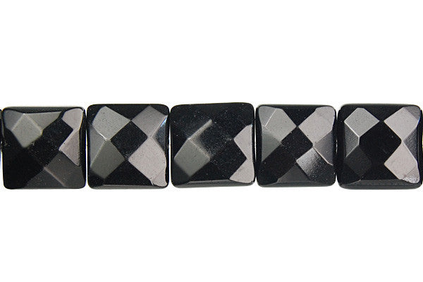 Black Onyx Beads - AAA) Faceted Square - 10x10mm - 16-inch - unbranded beads for jewelry making