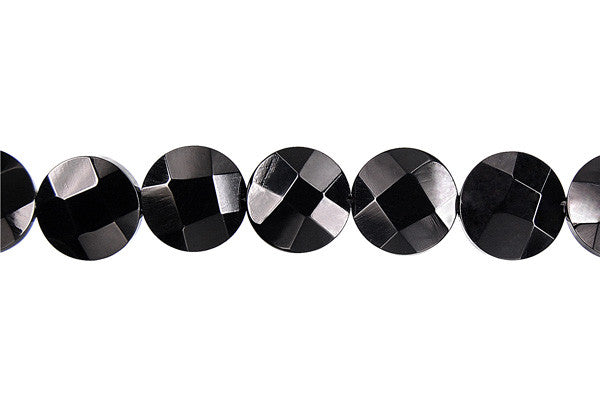 Black Onyx Beads - AAA) Faceted Coin - 14x14mm - 16-inch - unbranded beads for jewelry making