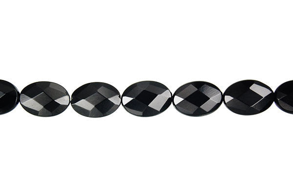 Black Onyx Beads - AAA) Feceted Flat Oval - 10x14mm - 16-inch - unbranded beads for jewelry making