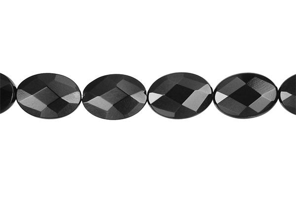 Black Onyx Beads - AAA) Feceted Flat Oval - 13x18mm - 16-inch - unbranded beads for jewelry making