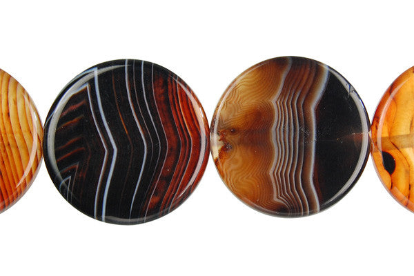Zebra Onyx Beads - Coin (A) - 20x20mm - 16-inch - unbranded beads for jewelry making