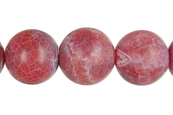 Fire Crackle Agate Beads - Matta Fire Agate Round (Red) - 16mm - 15-16-inch - unbranded beads for jewelry making