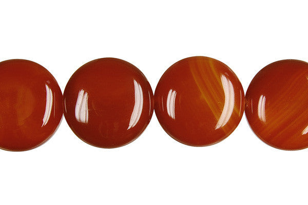 Red Agate Beads - Coin (Dark) - 21-28mm - 15-16-inch - unbranded beads for jewelry making