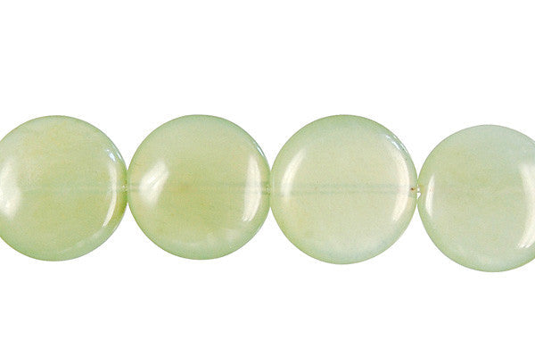 New Jade Beads - Coin (Light) - 14x14mm - 16-inch - unbranded beads for jewelry making