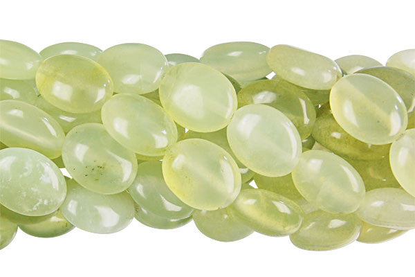 New Jade Beads - Flat Oval - 12x16mm - 16-inch - unbranded beads for jewelry making