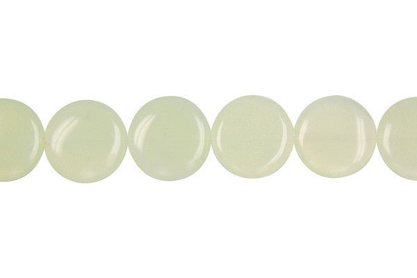 New Jade Beads - Coin (Light) - 16x16mm - 16-inch - unbranded beads for jewelry making
