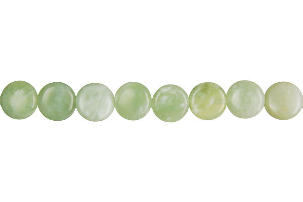 New Jade Beads - Coin - 10x10mm - 16-inch - unbranded beads for jewelry making