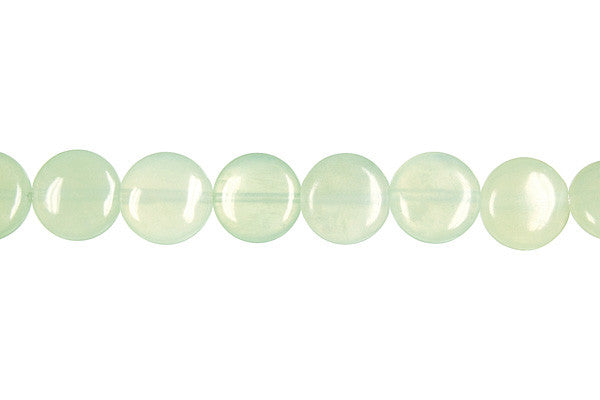New Jade Beads - Coin (Light) - 12x12mm - 16-inch - unbranded beads for jewelry making